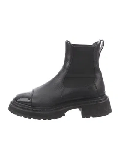 Pre-owned Chanel 2022 Interlocking Cc Logo Chelsea Boots In Black