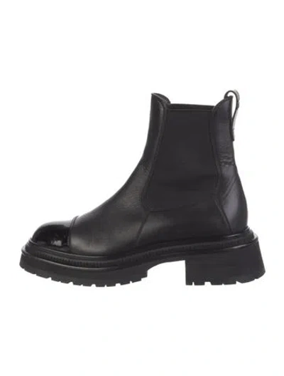 Pre-owned Chanel 2022 Interlocking Cc Logo Chelsea Boots In Black