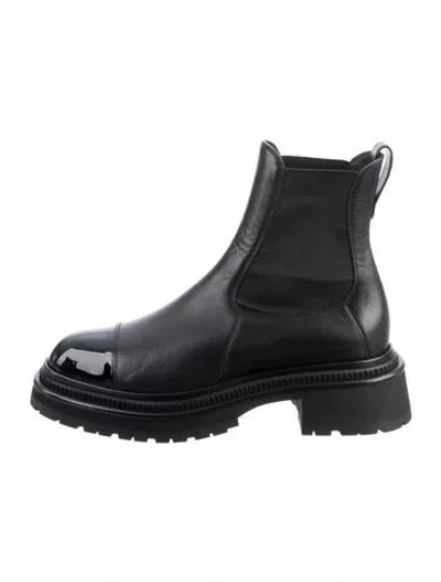 Pre-owned Chanel 2022 Interlocking Cc Logo Chelsea Boots In Black