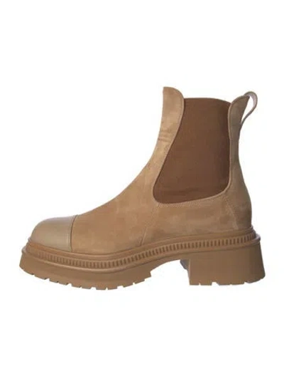 Pre-owned Chanel 2022 Interlocking Cc Logo Chelsea Boots In Brown