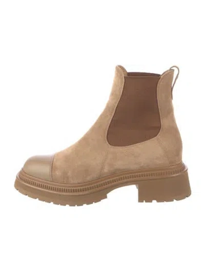 Pre-owned Chanel 2022 Interlocking Cc Logo Chelsea Boots In Brown