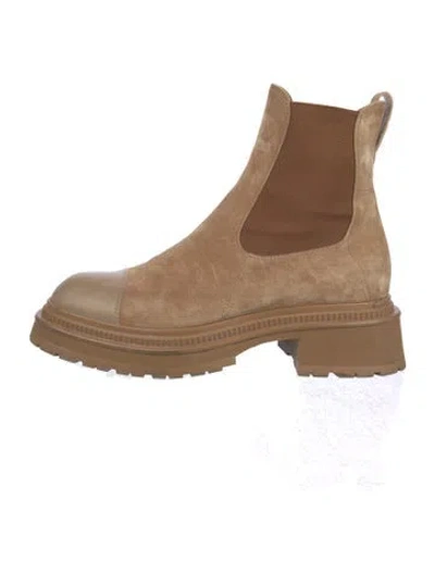 Pre-owned Chanel 2022 Interlocking Cc Logo Chelsea Boots In Brown