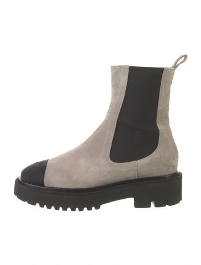 Pre-owned Chanel 2022 Interlocking Cc Logo Chelsea Boots In Neutral