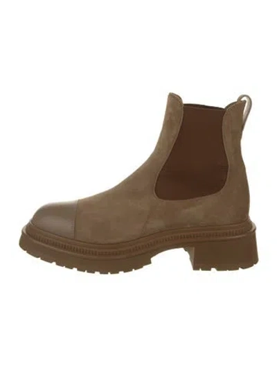 Pre-owned Chanel 2022 Interlocking Cc Logo Chelsea Boots In Neutrals
