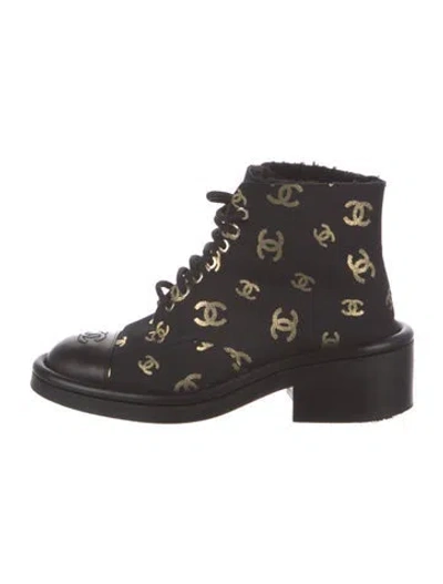 Pre-owned Chanel 2022 Interlocking Cc Logo Combat Boots In Multi