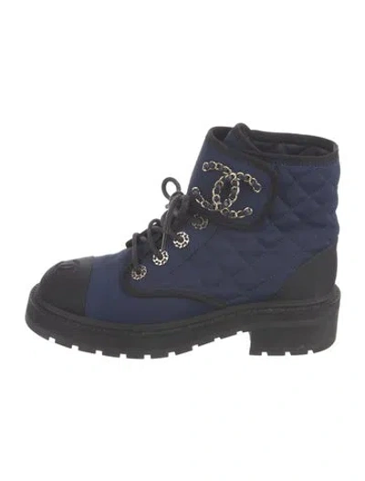 Pre-owned Chanel 2022 Interlocking Cc Logo Combat Boots In Multi