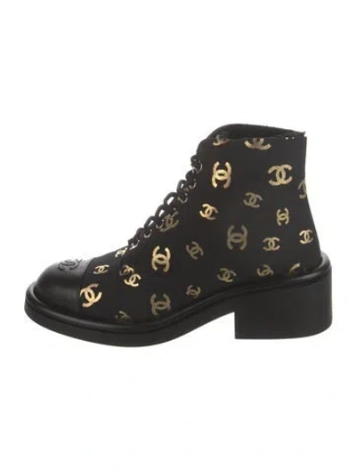 Pre-owned Chanel 2022 Interlocking Cc Logo Combat Boots In Multi