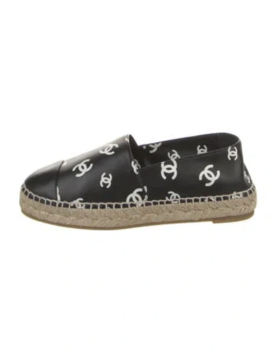 Pre-owned Chanel 2022 Interlocking Cc Logo Espadrilles In Black