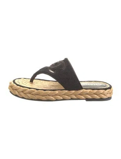 Pre-owned Chanel 2022 Interlocking Cc Logo Espadrilles In Black