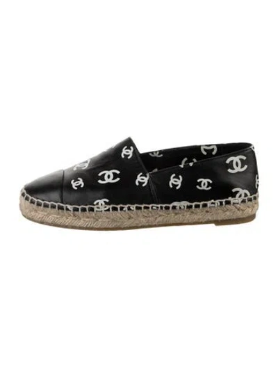 Pre-owned Chanel 2022 Interlocking Cc Logo Espadrilles In Black