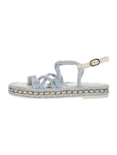 Pre-owned Chanel 2022 Interlocking Cc Logo Espadrilles In Blue