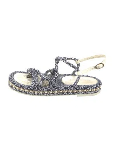 Pre-owned Chanel 2022 Interlocking Cc Logo Espadrilles In Blue