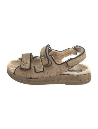 Pre-owned Chanel 2022 Interlocking Cc Logo Espadrilles In Brown