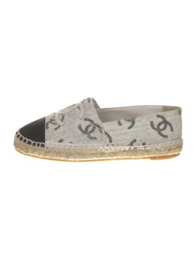 Pre-owned Chanel 2022 Interlocking Cc Logo Espadrilles In Gray