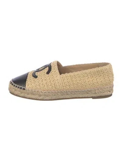 Pre-owned Chanel 2022 Interlocking Cc Logo Espadrilles In Neutral