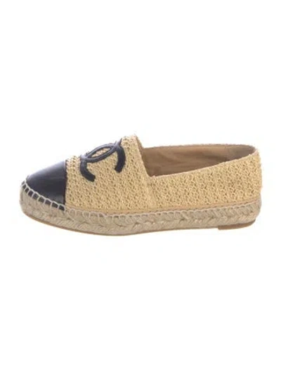 Pre-owned Chanel 2022 Interlocking Cc Logo Espadrilles In Neutrals