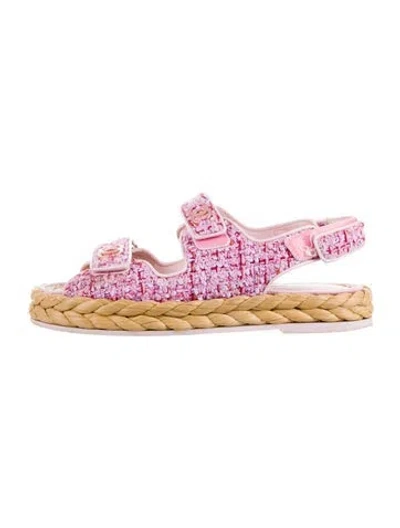 Pre-owned Chanel 2022 Interlocking Cc Logo Espadrilles In Pink