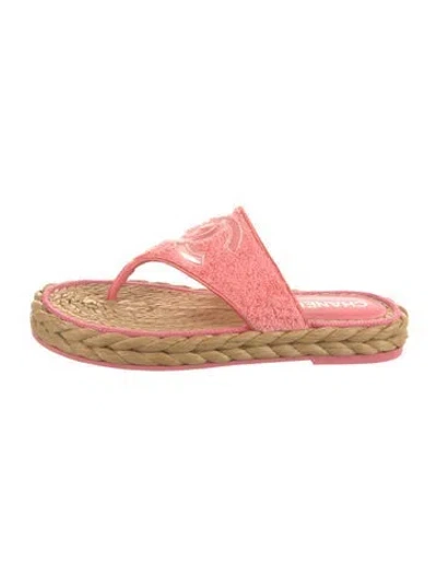 Pre-owned Chanel 2022 Interlocking Cc Logo Espadrilles In Pink