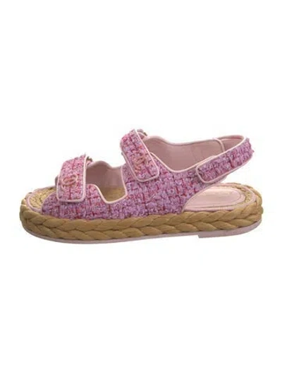 Pre-owned Chanel 2022 Interlocking Cc Logo Espadrilles In Pink