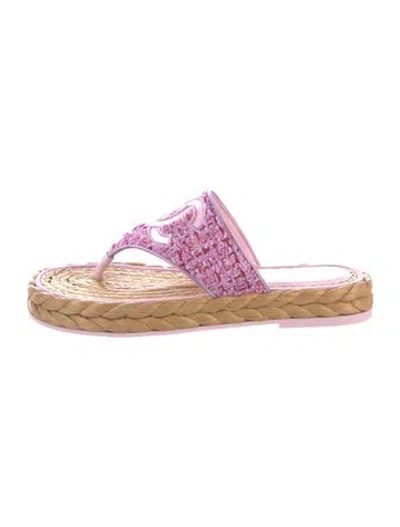 Pre-owned Chanel 2022 Interlocking Cc Logo Flip Flops W/ Tags In Pink