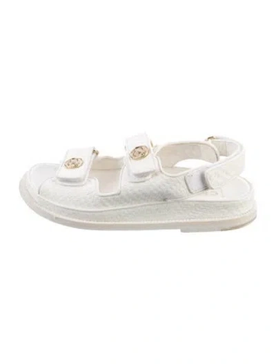 Pre-owned Chanel 2022 Interlocking Cc Logo Gladiator Sandals In White