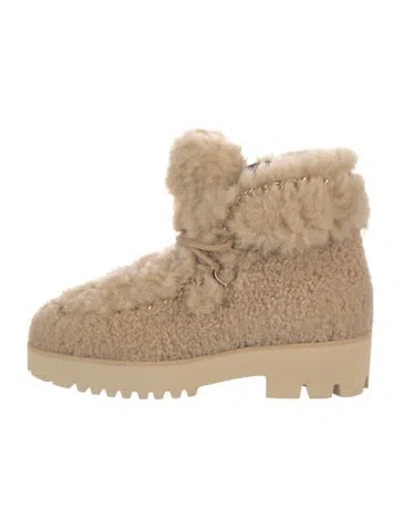 Pre-owned Chanel 2022 Interlocking Cc Logo Lace-up Boots In Neutral