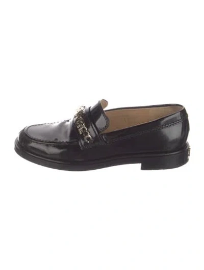 Pre-owned Chanel 2022 Interlocking Cc Logo Loafers In Black