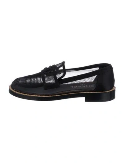 Pre-owned Chanel 2022 Interlocking Cc Logo Loafers In Black