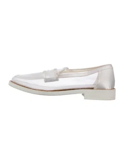 Pre-owned Chanel 2022 Interlocking Cc Logo Loafers In White