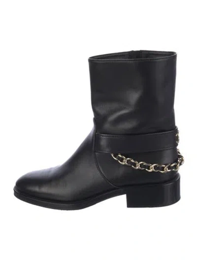 Pre-owned Chanel 2022 Interlocking Cc Logo Moto Boots In Black