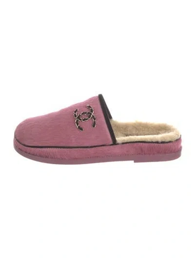 Pre-owned Chanel 2022 Interlocking Cc Logo Mules In Pink