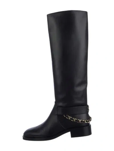 Pre-owned Chanel 2022 Interlocking Cc Logo Riding Boots In Black