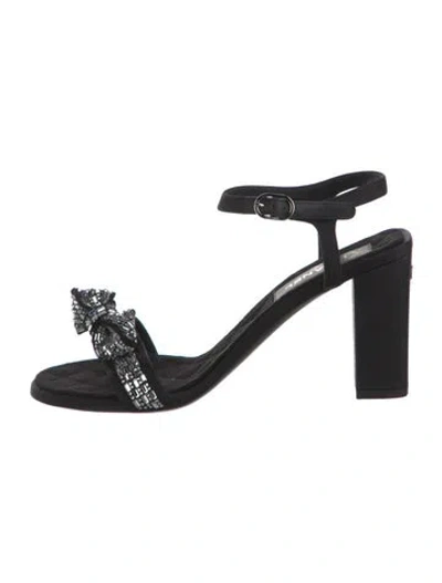 Pre-owned Chanel 2022 Interlocking Cc Logo Sandals In Black