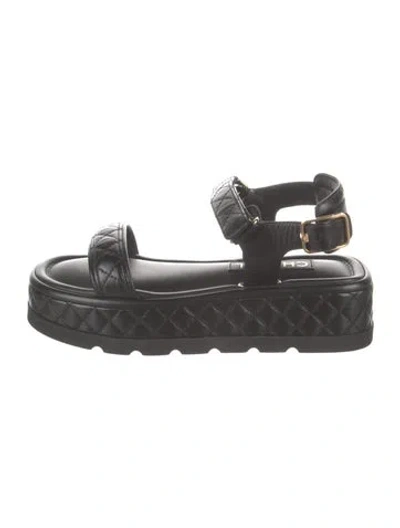 Pre-owned Chanel 2022 Interlocking Cc Logo Sandals In Black