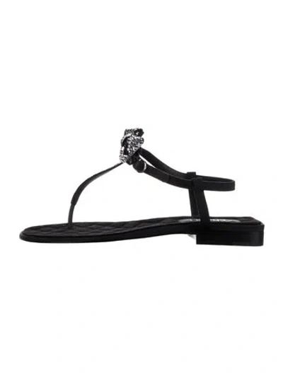 Pre-owned Chanel 2022 Interlocking Cc Logo Sandals In Black