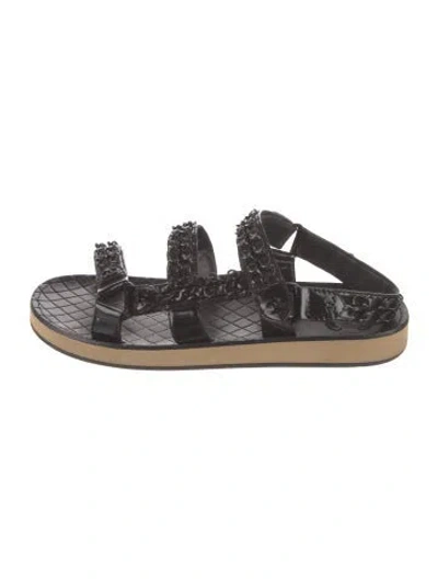 Pre-owned Chanel 2022 Interlocking Cc Logo Sandals In Black
