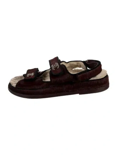 Pre-owned Chanel 2022 Interlocking Cc Logo Sandals In Brown