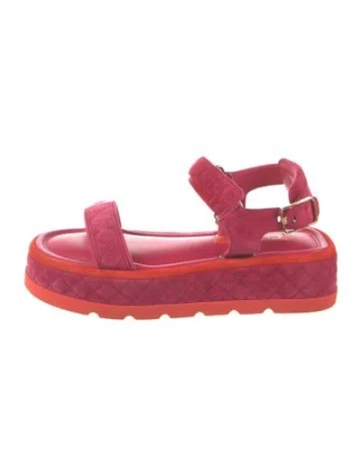 Pre-owned Chanel 2022 Interlocking Cc Logo Sandals In Pink