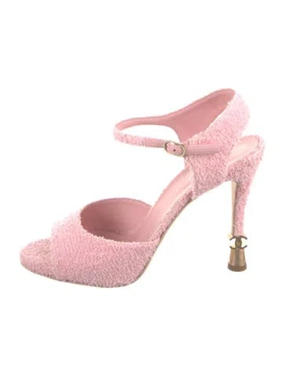 Pre-owned Chanel 2022 Interlocking Cc Logo Sandals In Pink