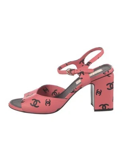 Pre-owned Chanel 2022 Interlocking Cc Logo Sandals In Pink