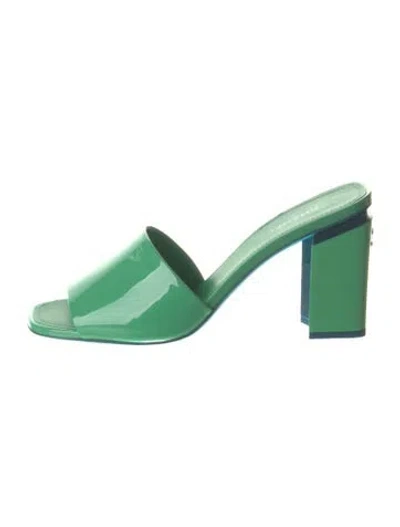 Pre-owned Chanel 2022 Interlocking Cc Logo Slides In Green