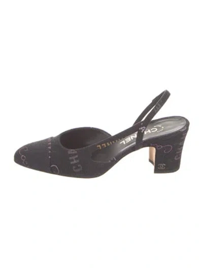 Pre-owned Chanel 2022 Interlocking Cc Logo Slingback Pumps In Black