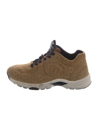 Pre-owned Chanel 2022 Interlocking Cc Logo Sneakers In Neutrals