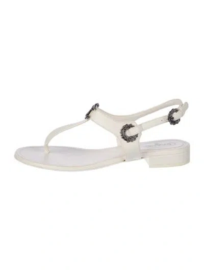 Pre-owned Chanel 2022 Interlocking Cc Logo T-strap Sandals In Brown