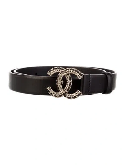 Pre-owned Chanel 2022 Interlocking Cc Logo Waist Belt In Black