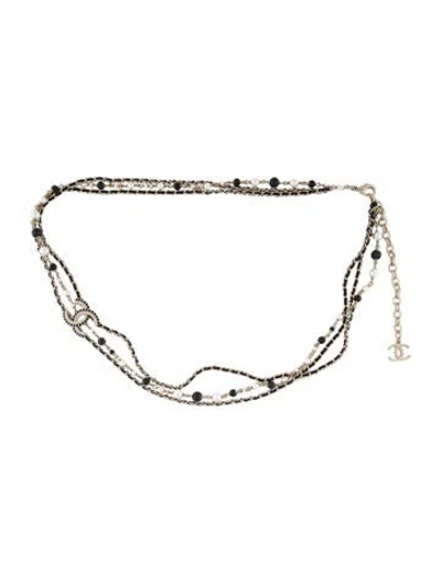 Pre-owned Chanel 2022 Interlocking Cc Logo Waist Belt In Gold