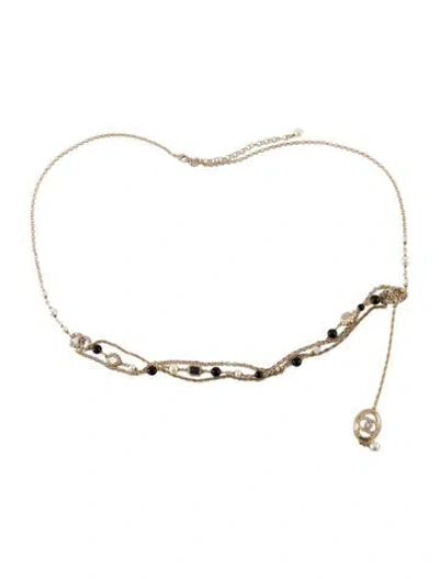 Pre-owned Chanel 2022 Interlocking Cc Logo Waist Belt In Gold