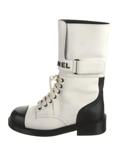 Pre-owned Chanel 2022 Lambskin Combat Boots In Multi