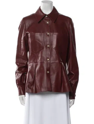 Pre-owned Chanel 2022 Lambskin Jacket In Burgundy