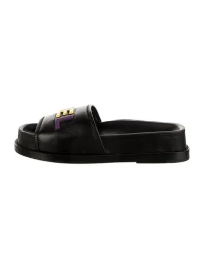 Pre-owned Chanel 2022 Lambskin Slides In Black